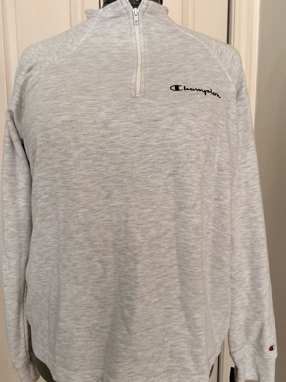 Champion Men's Heather Light Gray Half-Zip Pullover Sweatshirt